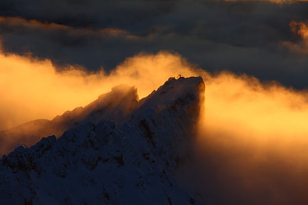 snow mountain covered with clouds thumbnail