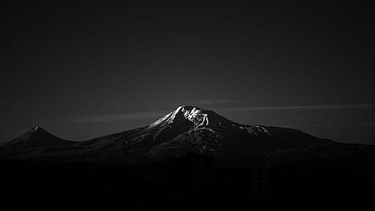 grayscale of mountain landscape photography thumbnail