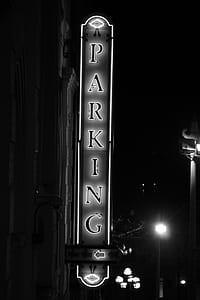 Grayscale Photo of Parking Signage thumbnail