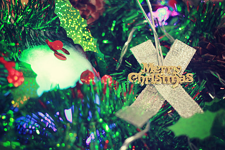 glittering garland with Merry Christmas hanging decor thumbnail