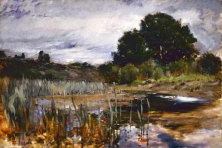 green grass near body of water and trees thumbnail
