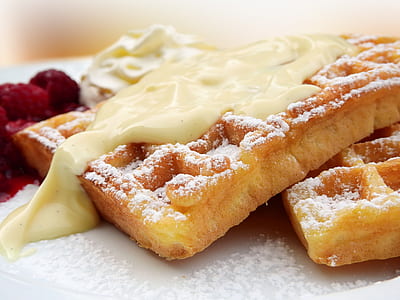 two waffles with toppings thumbnail