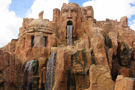Mountain Fountain under blue sky thumbnail