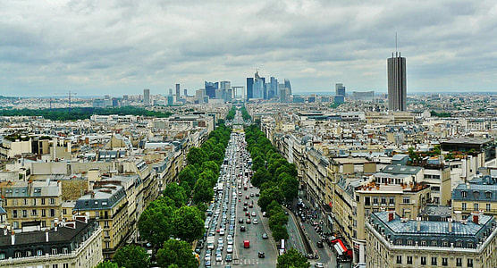 aereal photo of city under blue and cloudy sky thumbnail