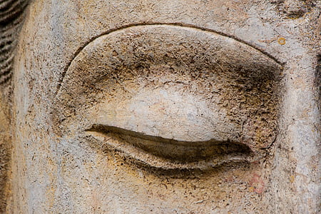closeup photo of Gautama Buddha statuette eye thumbnail