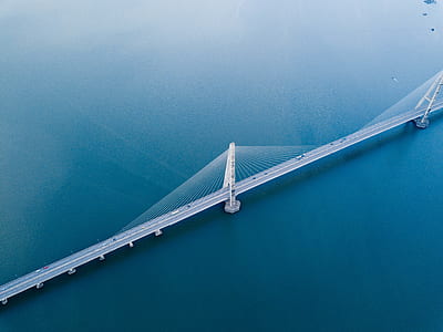 aerial photography of cable bridge thumbnail