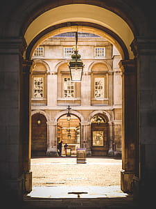 Gray Pendant Lamp Hanging on Arch Pathway thumbnail