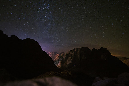 silhouette of mountains at night thumbnail