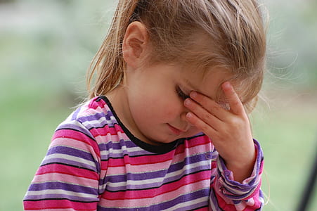 girl wearing multicolored stripes long-sleeved shirt with blonde hair thumbnail