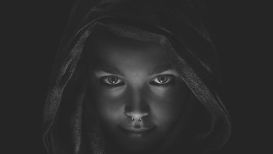 grayscale photo of woman digital wallpaper thumbnail