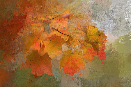 orange, white, and green abstract painting thumbnail
