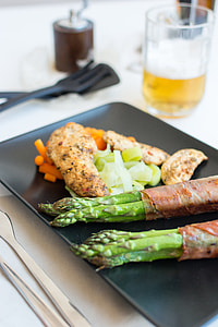 Chicken steak with vegetables and beer thumbnail