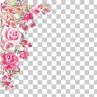 Flower ,,painted flowers corner, pink roses PNG clipart