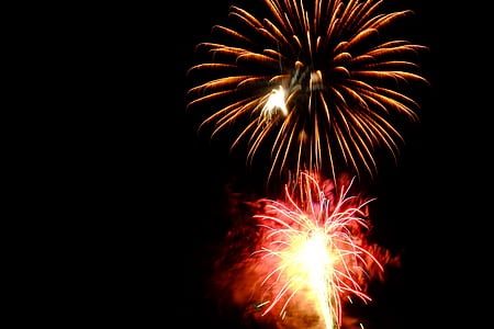 Red and Brown Fireworks Display Photo thumbnail