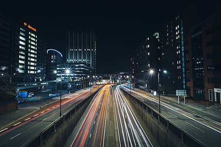 landscape photography on busy road at nighttime thumbnail