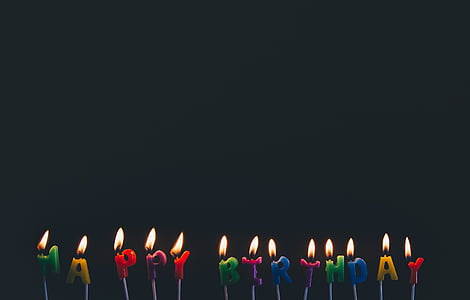 lighted multicolored happy birthday candles thumbnail