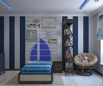 blue and white bedspread thumbnail