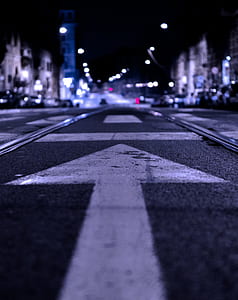 worm's-eye view photography of road during nighttime thumbnail