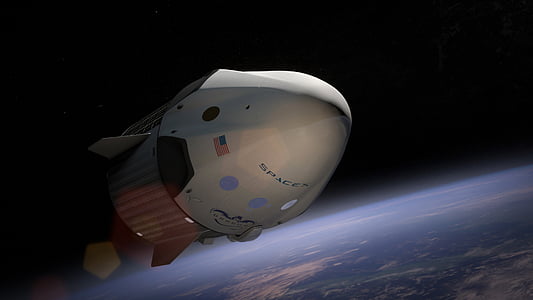 gray and red space shuttle above earth thumbnail