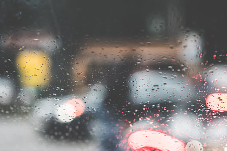 Rain Drops on a Car Windshield in a Rainy Day thumbnail