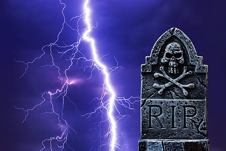 blue lightning background with RIP tombstone thumbnail