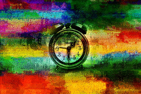 alarm clock with multicolored background abstract painting thumbnail