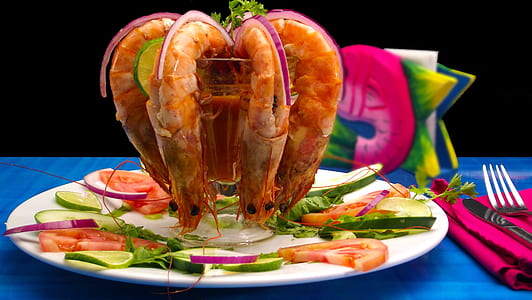 cooked shrimps on white plate thumbnail