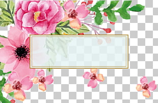 Euclidean Flower Watercolor painting Visiting card, Wedding thanks to Mother's Day greeting card invitations text border, pink flowers illustration PNG clipart