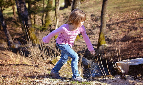 girl about to walk on forest thumbnail