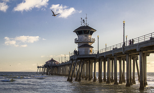 low-angle photography of bridge under blue sky thumbnail
