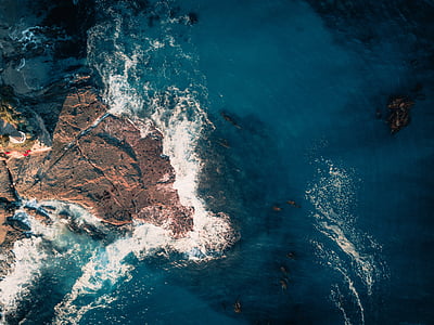 aerial shot of body of water thumbnail