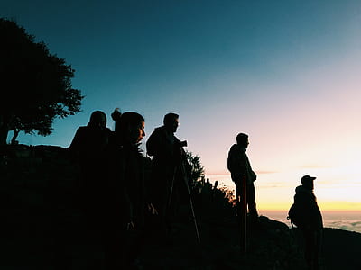 silhouette of five people under blue sky thumbnail