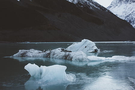 white icebergs floating on water thumbnail