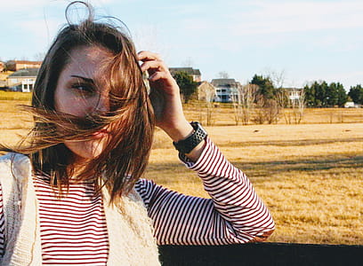Woman About to Hold Her Hair during Daytiome thumbnail
