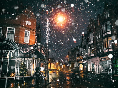 Rain of Snow in Town Painting thumbnail