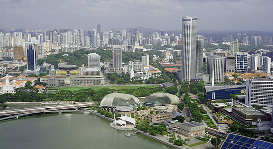 aerial photography of buildings and body of water thumbnail
