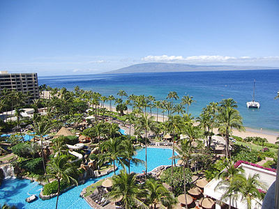 bird's-eye view of resort near beach thumbnail