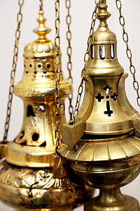 two brass-colored incense jars thumbnail