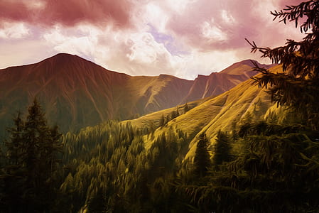 green mountain photo during sunset thumbnail