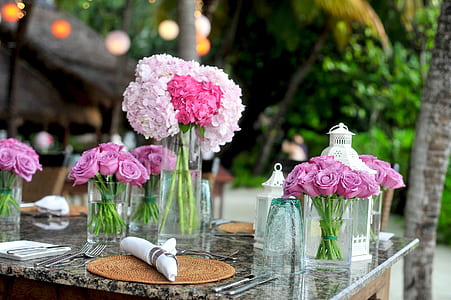 water, flowers, petals, table thumbnail