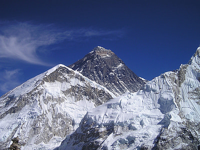 mountains covered with snow under blue sky thumbnail
