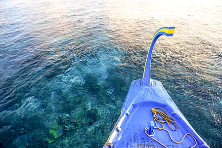 Purple Boat on Body of Water thumbnail
