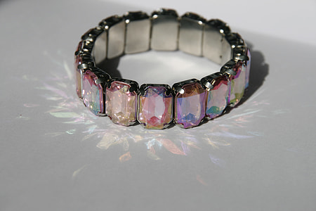 beaded silver-colored assorted gemstone bracelet thumbnail