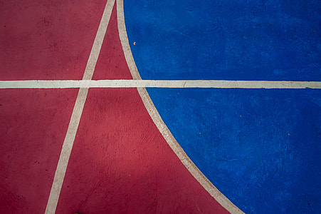 red, blue, white, textile, basketball, court, outdoor thumbnail