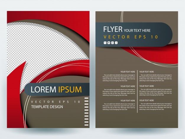 a4 brochure layout template with red and brown geometric eps file