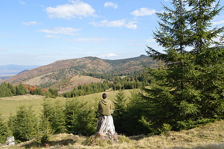woman staring at the field during daytiem thumbnail