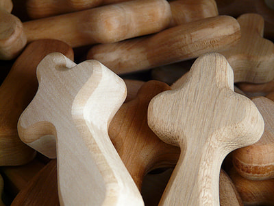 pile of brown wooden cross decor lot thumbnail