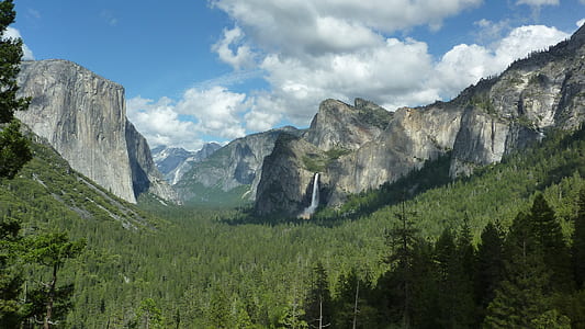 landscape photography of mountains and green trees thumbnail