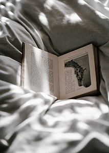 opened book on top of blanket thumbnail
