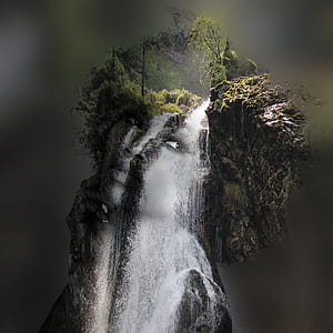 waterfalls with human face photography thumbnail